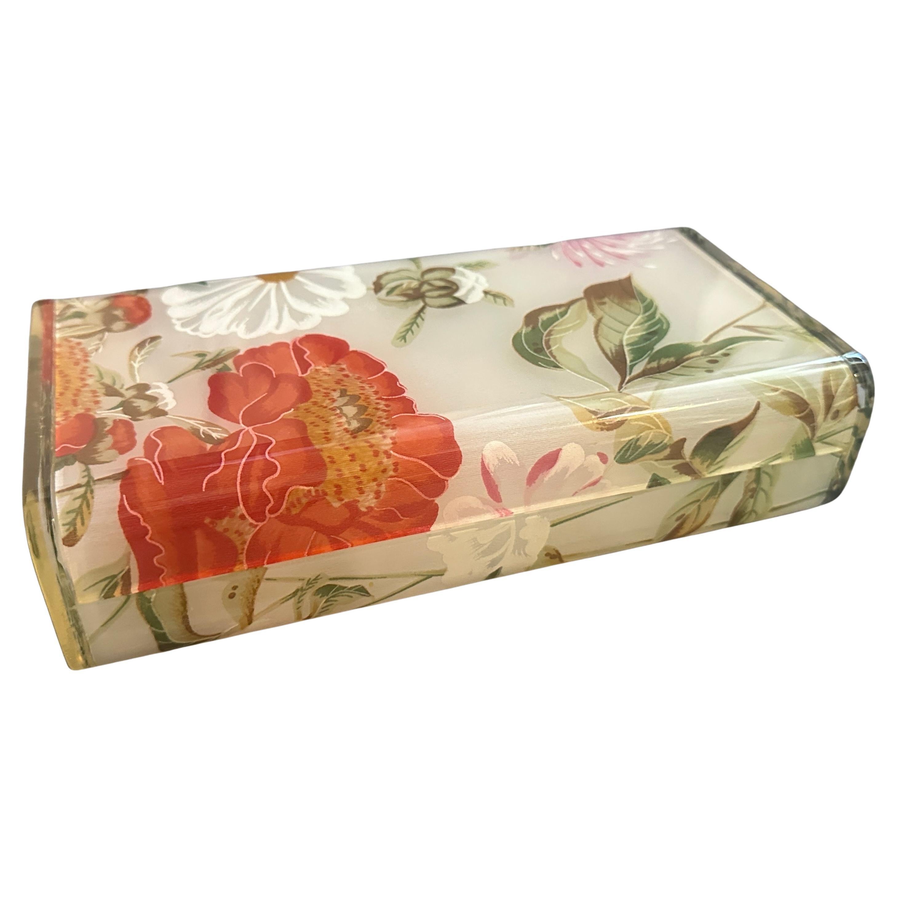 1970er Jahre Iconic Modern Floral Lucite Italienisch Luxus-Box von Ulderico Cavinato