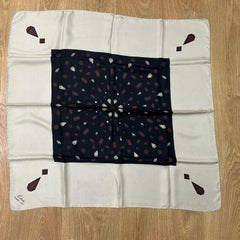 1970s Iconic White Blue and Brown Silk Italian Scarf by Roberta di Camerino