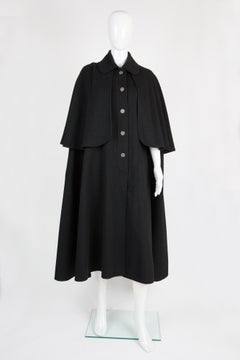 1970s Iconic YSL Yves Saint Laurent Black Wool Cape