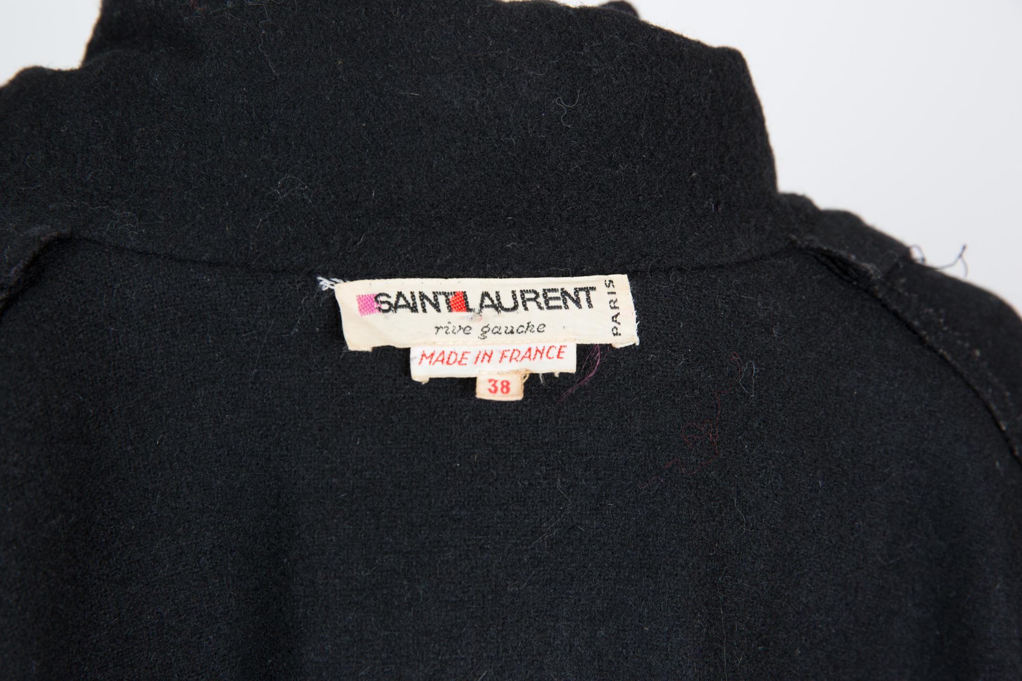 Women's  1970s Iconic YSL Yves Saint Laurent Black Wool Cape