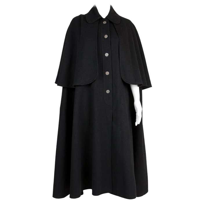 1970s Iconic YSL Yves Saint Laurent Black Wool Cape For Sale at 1stDibs