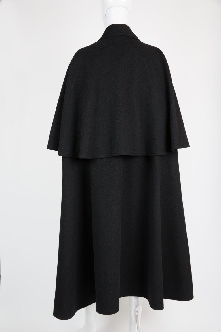 1970s Iconic Yves Saint Laurent Black Wool Cape For Sale at 1stdibs