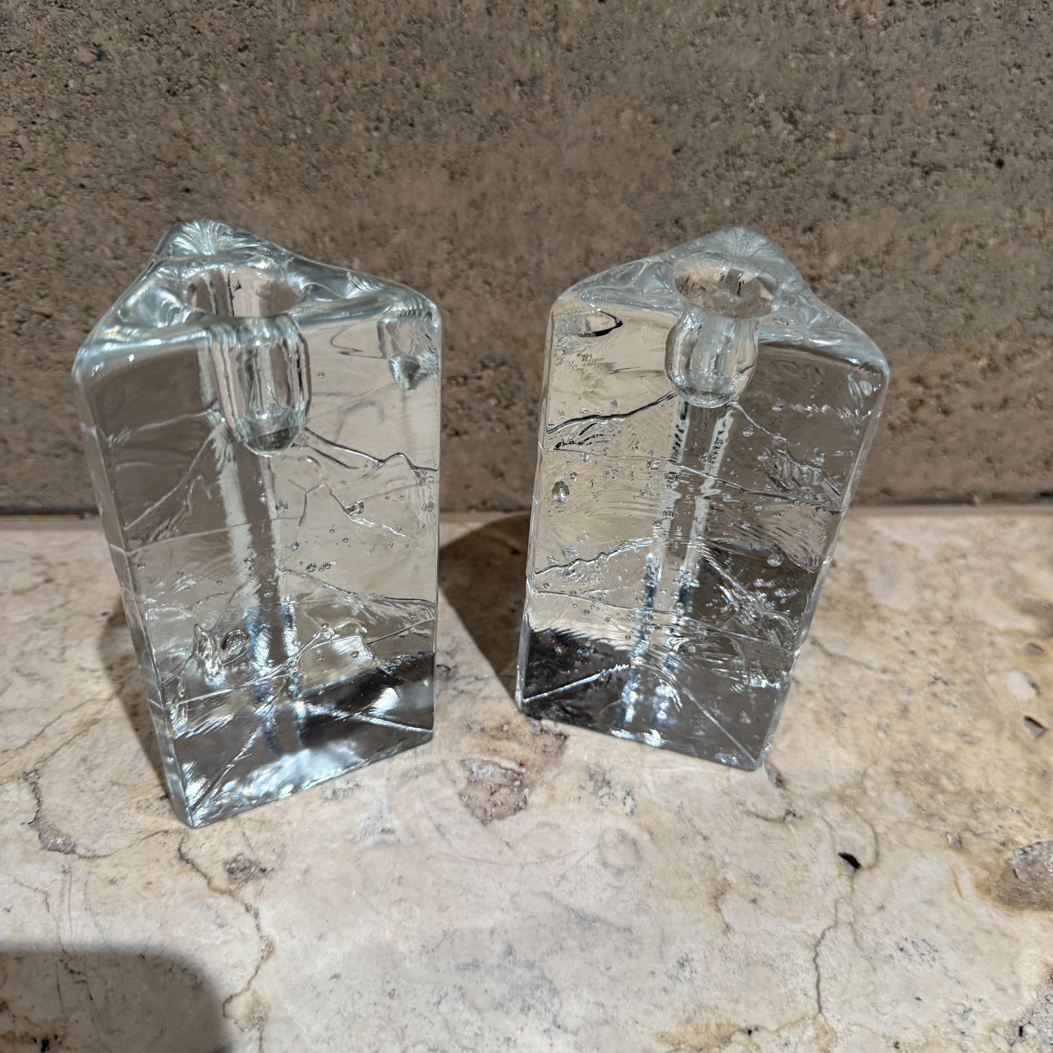 Finnish 1970s Iittala Arkipelago Ice Block Candle Holders Timo Sarpaneva Finland For Sale