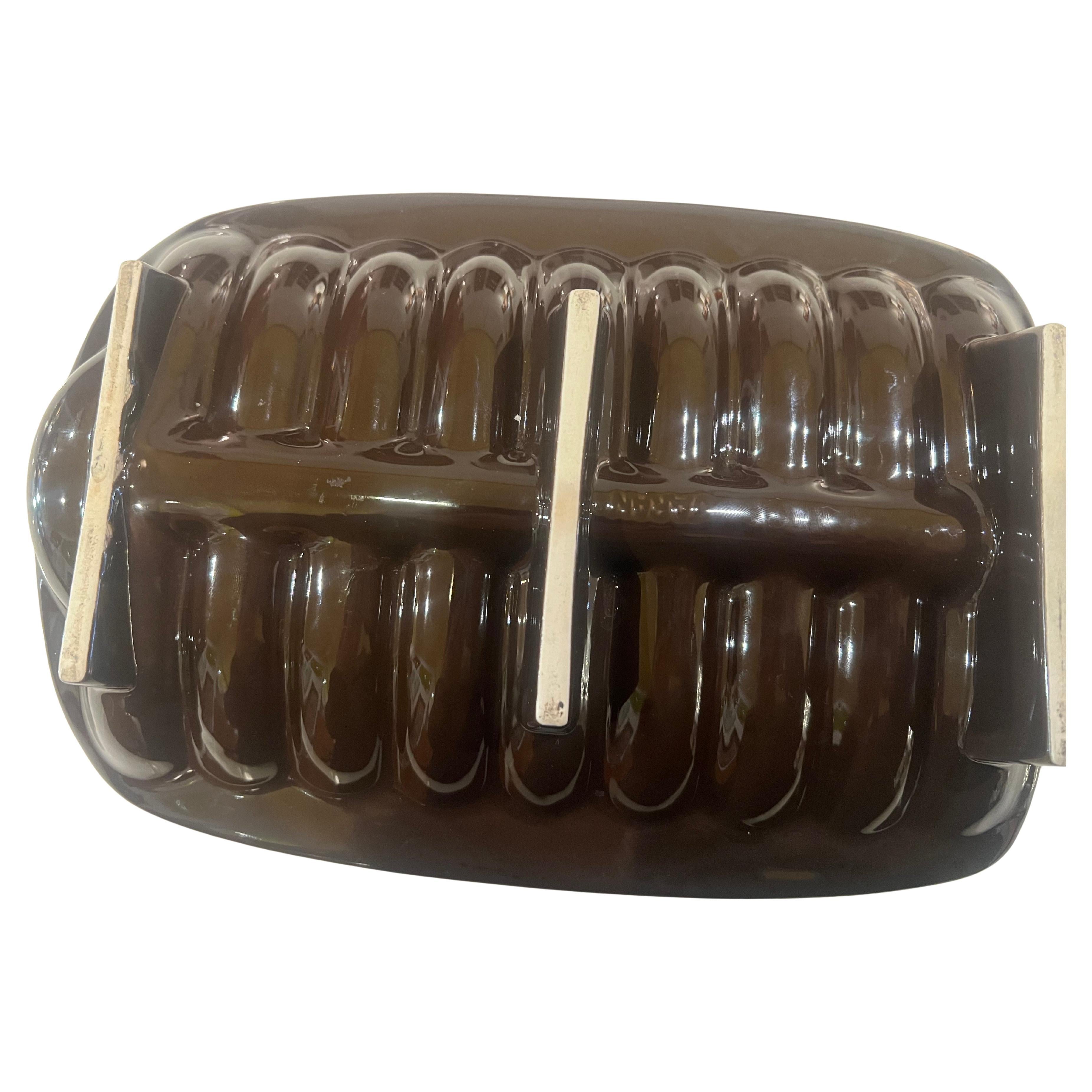 Very cool unique Japanese ceramic dish , circa1970's great condition glossy finish in brown.