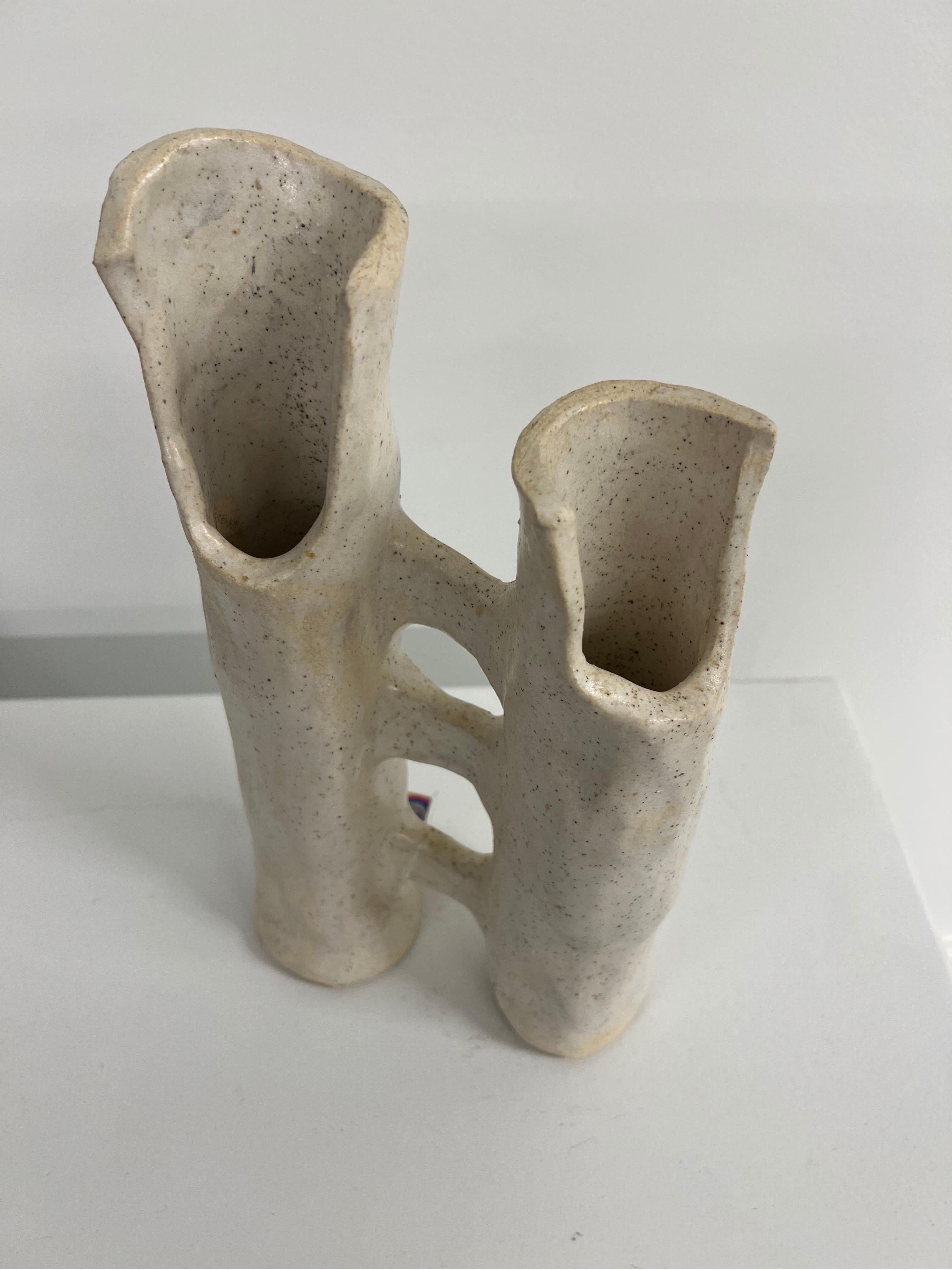 Mid-Century Modern 1970s Ikebana Style Ceramic Pottery Vase