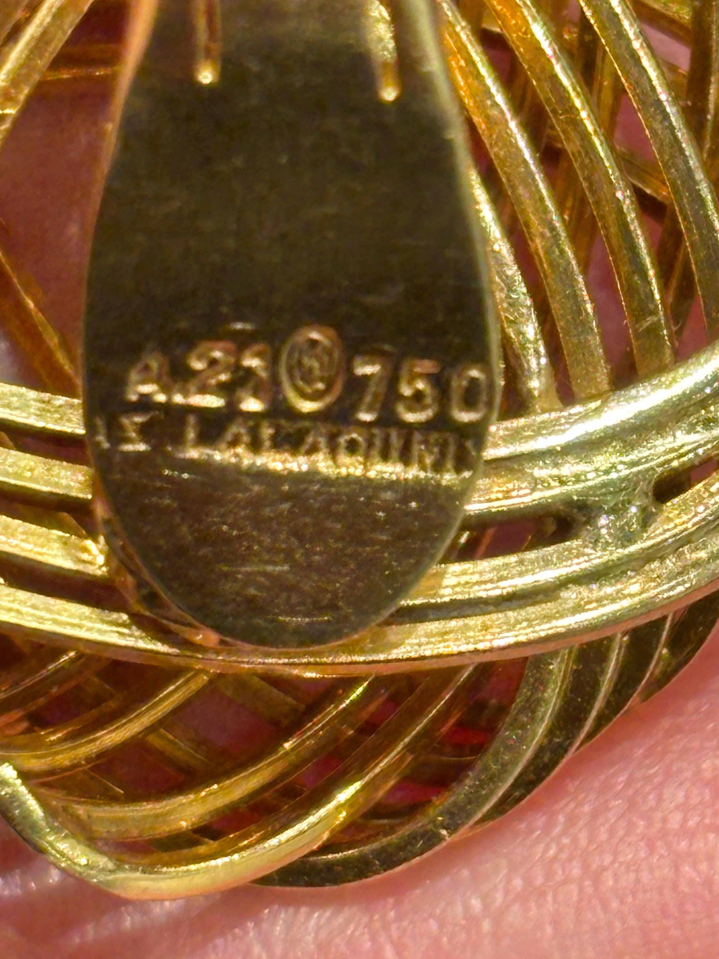 Contemporaneo Orecchini con nodo a clip in oro 18k di Ilias Lalaounis del 1970 in vendita