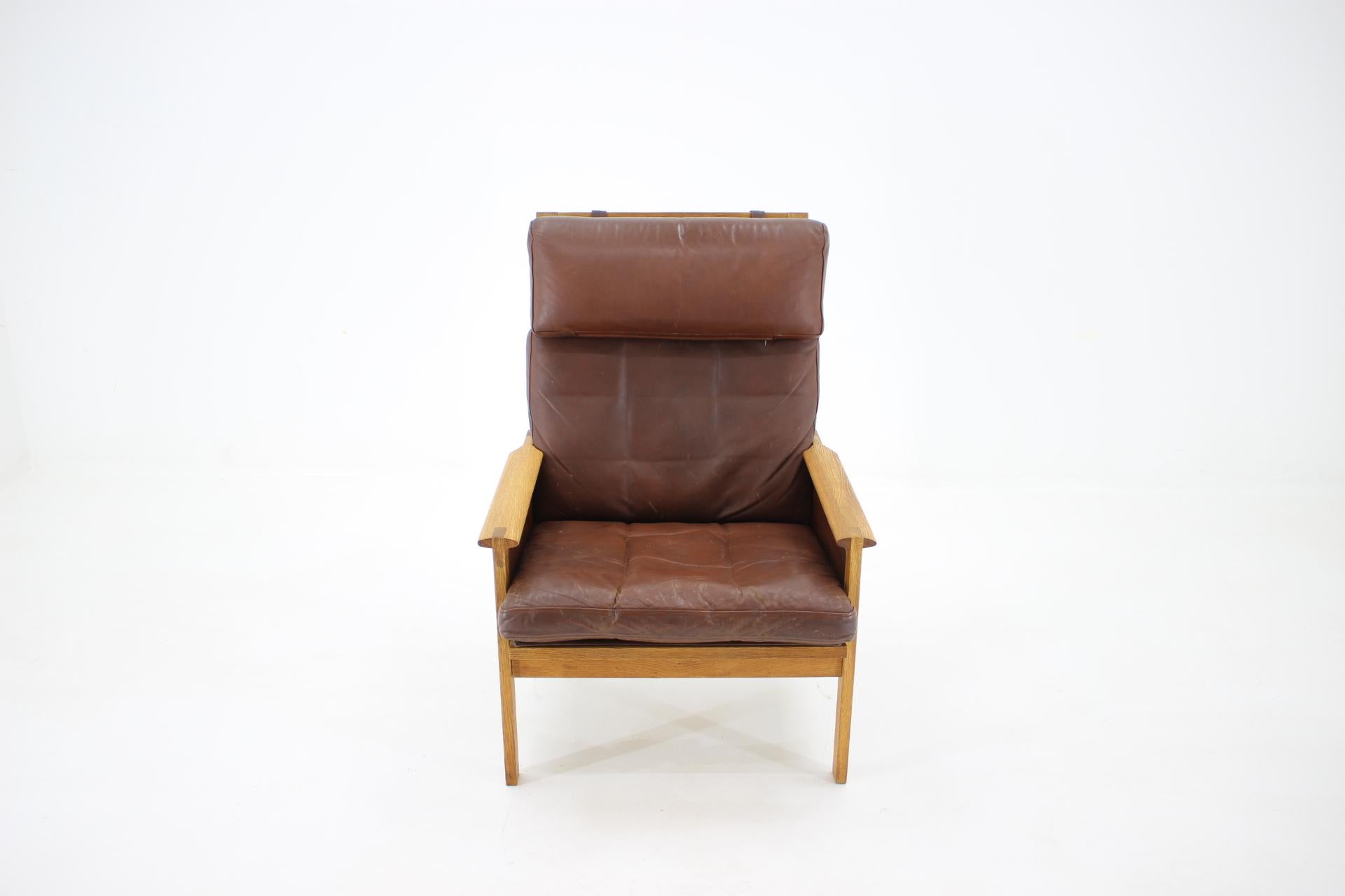 Mid-Century Modern 1970s Illum Wikkelsø Capella Leather High Back Lounge Chair for Eilersen