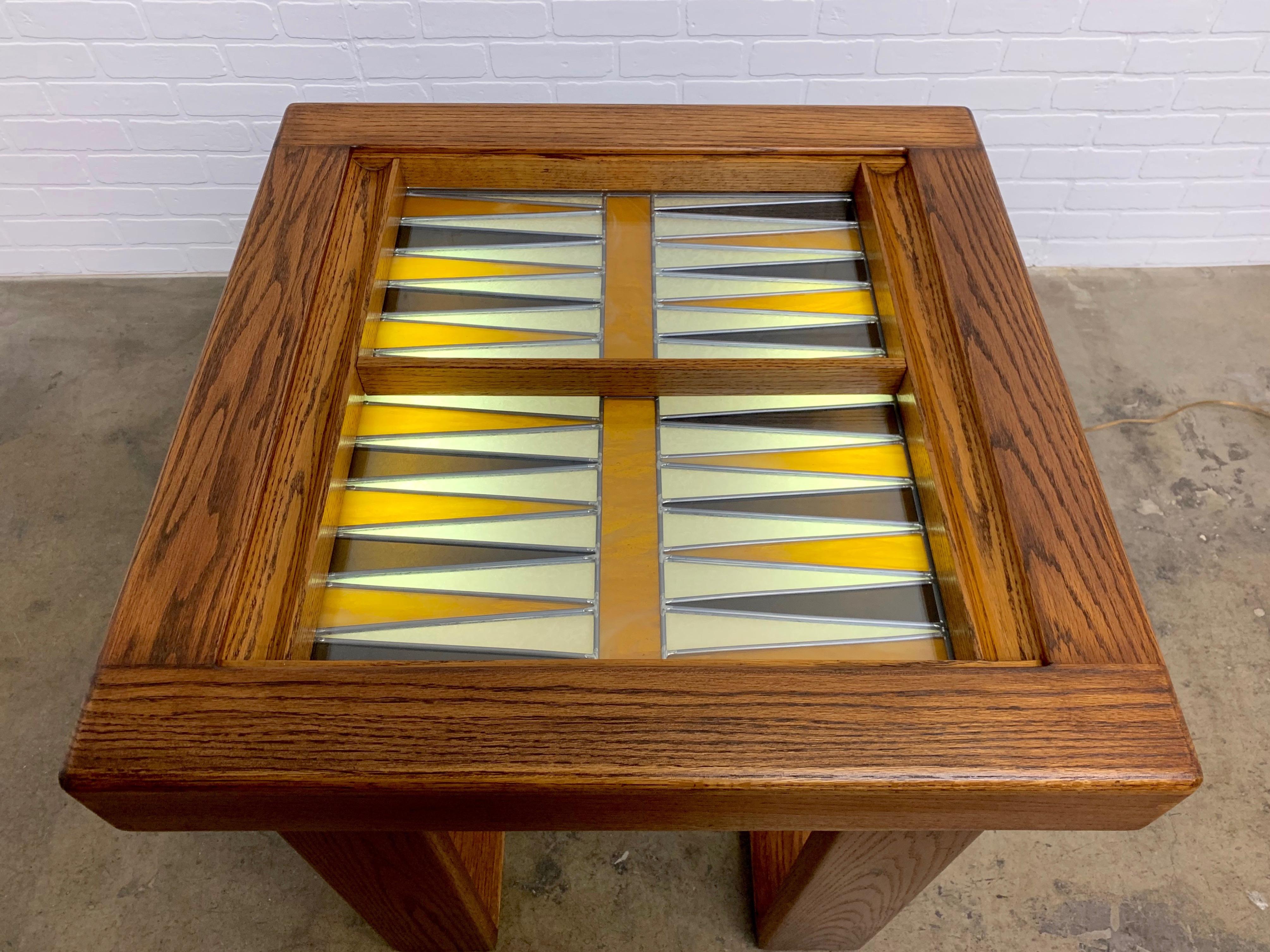 1970s Illuminated Stained Glass Backgammon Table 3