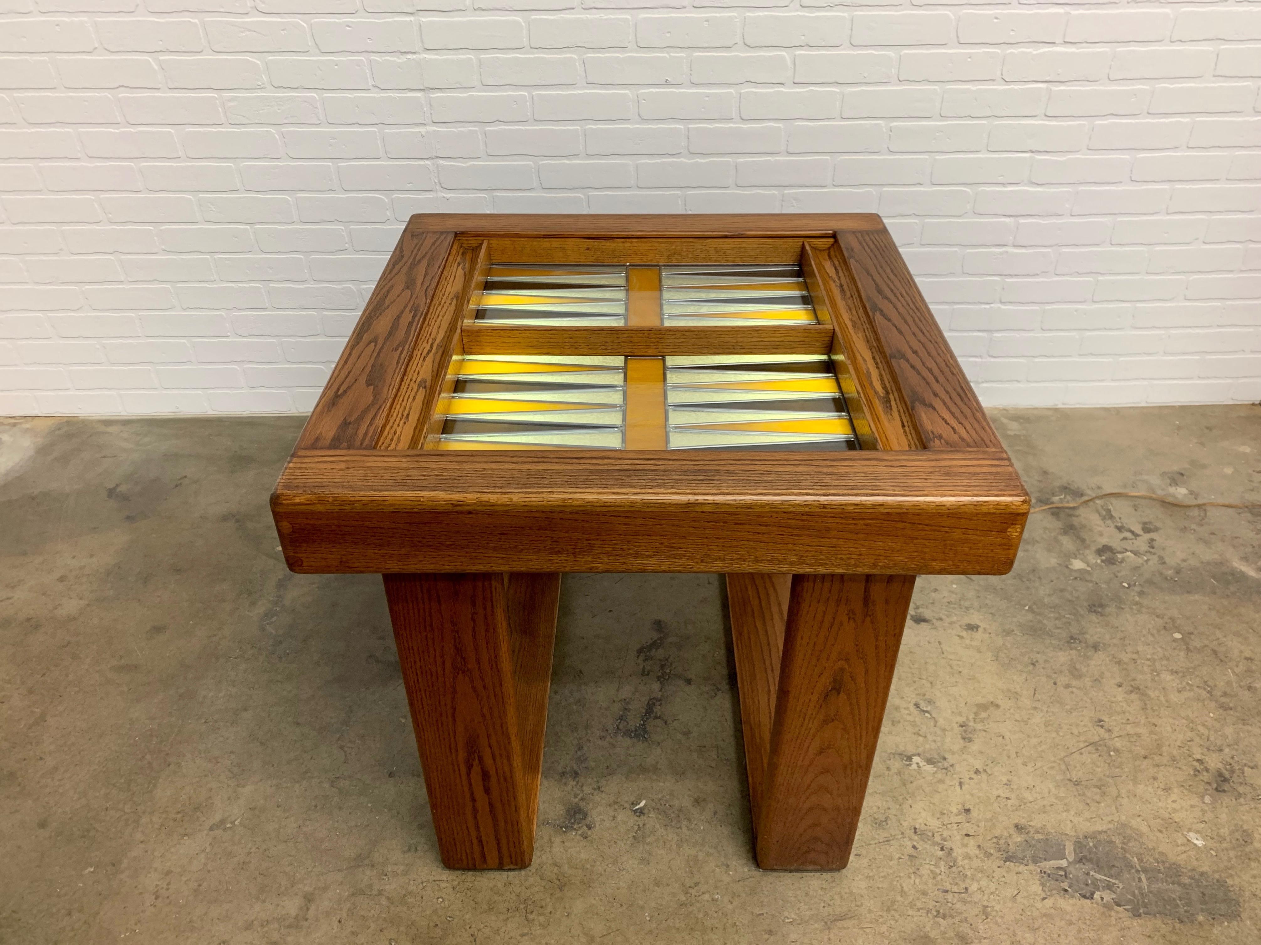 1970s Illuminated Stained Glass Backgammon Table 6