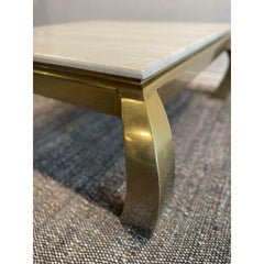 1970s in the Manner of Hendredon Brass and Travertine Coffee Table