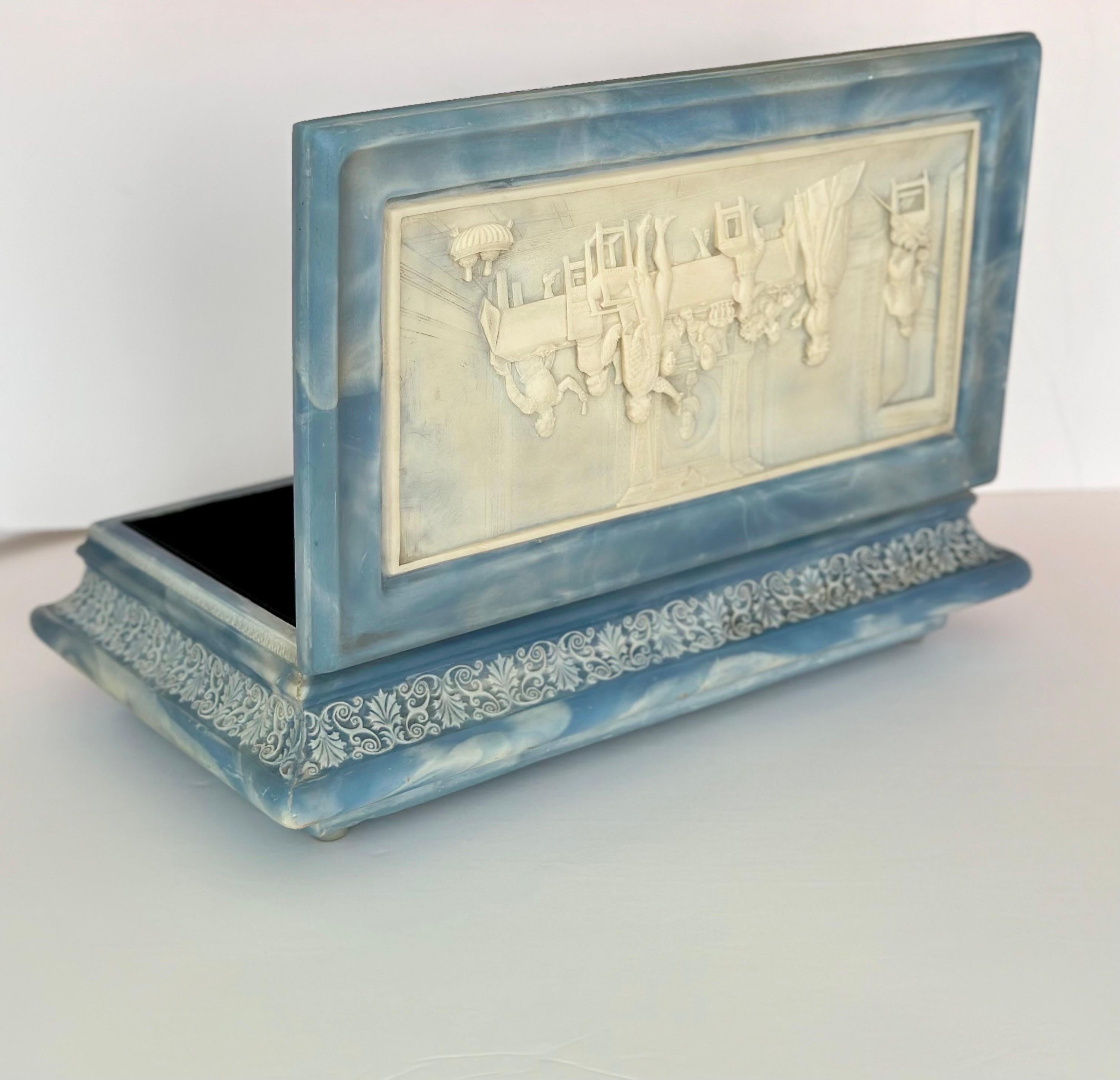 incolay stone jewelry box blue
