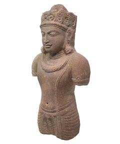 1970s Indian Khajuraho Love Temples Torso Hand Carved Sandstone Sculpture