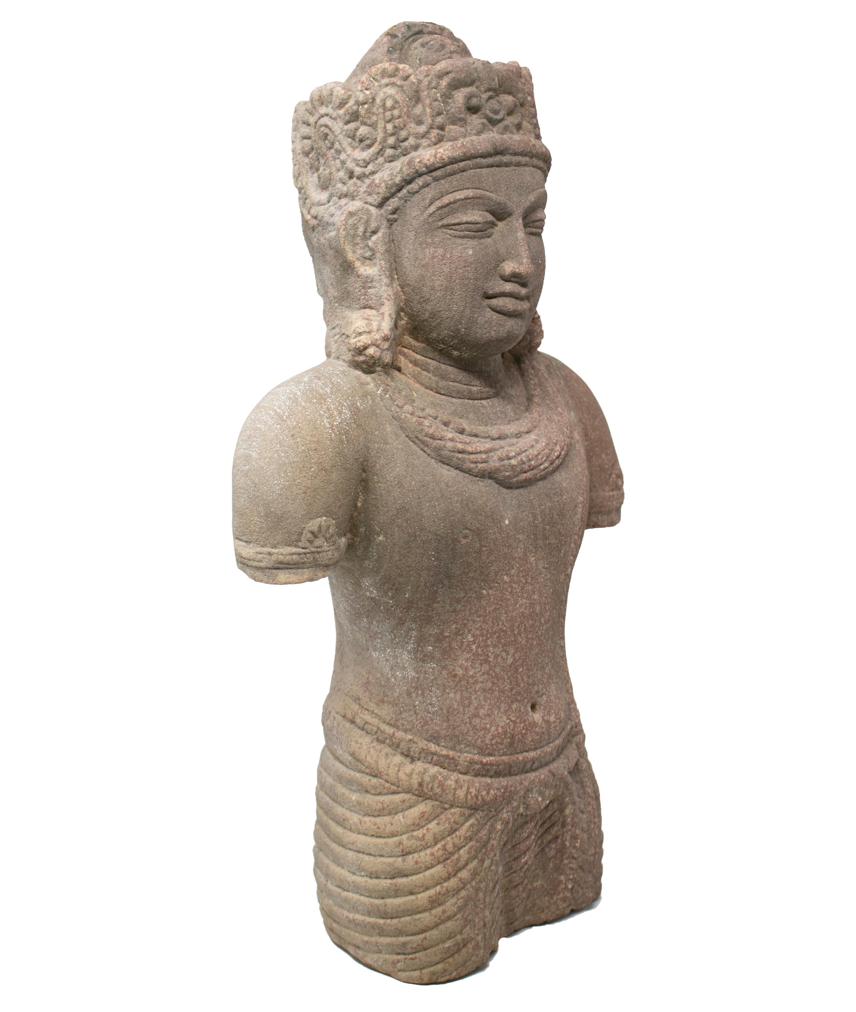 1970er Jahre indischen Khajuraho Liebe Tempel Torso Hand geschnitzt Sandstein-Skulptur (Stein)