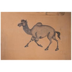 1970s Indian Painting "Walking Camel" Oil on Canvas, Jaime Parlade Design