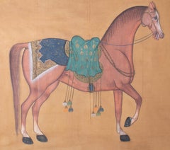 1970s Indian Painting "Walking Horse" Oil on Canvas, Jaime Parlade Design