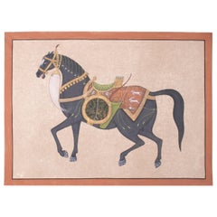 1970s Indian Painting "Walking Horse" Oil on Canvas, Jaime Parlade Design