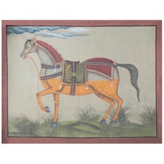 1970s Indian Painting "Walking Horse" Oil on Canvas, Jaime Parlade Design