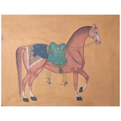 1970s Indian Painting "Walking Horse" Oil on Canvas, Jaime Parlade Design