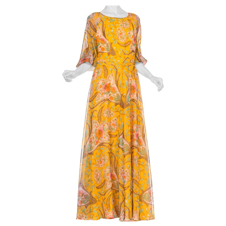 1970'S Indian Paisley Floral Dress For Sale at 1stdibs