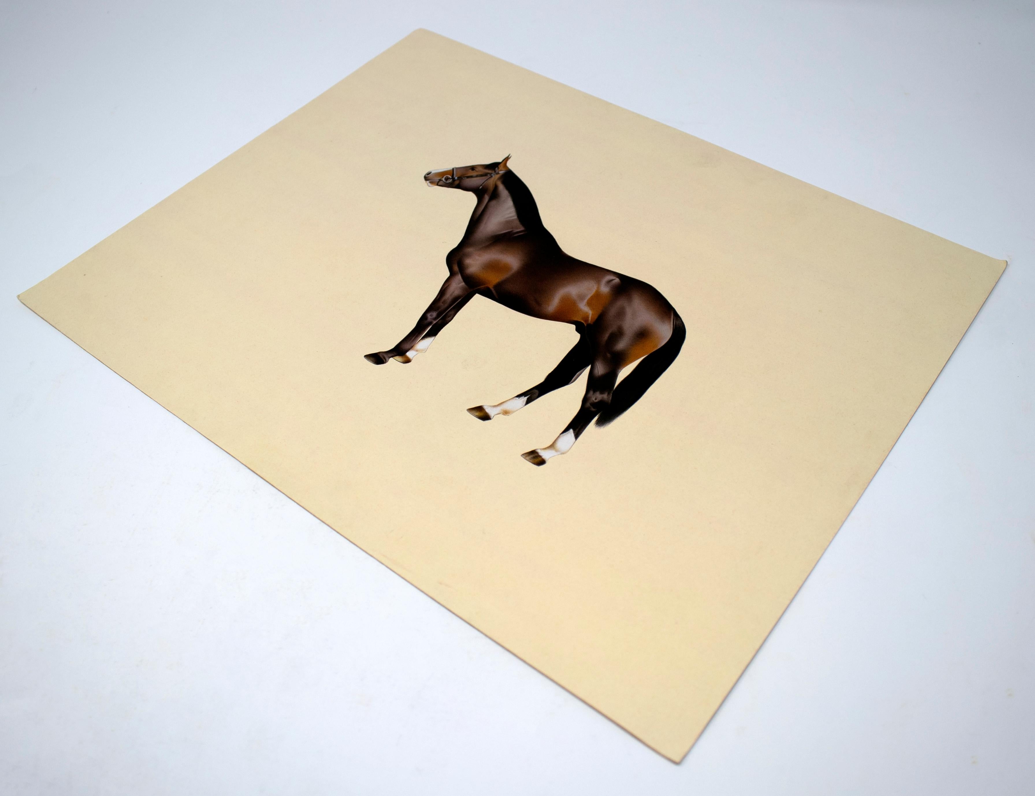 1970s Indian Paper Drawing of a Horse In Good Condition In Marbella, ES