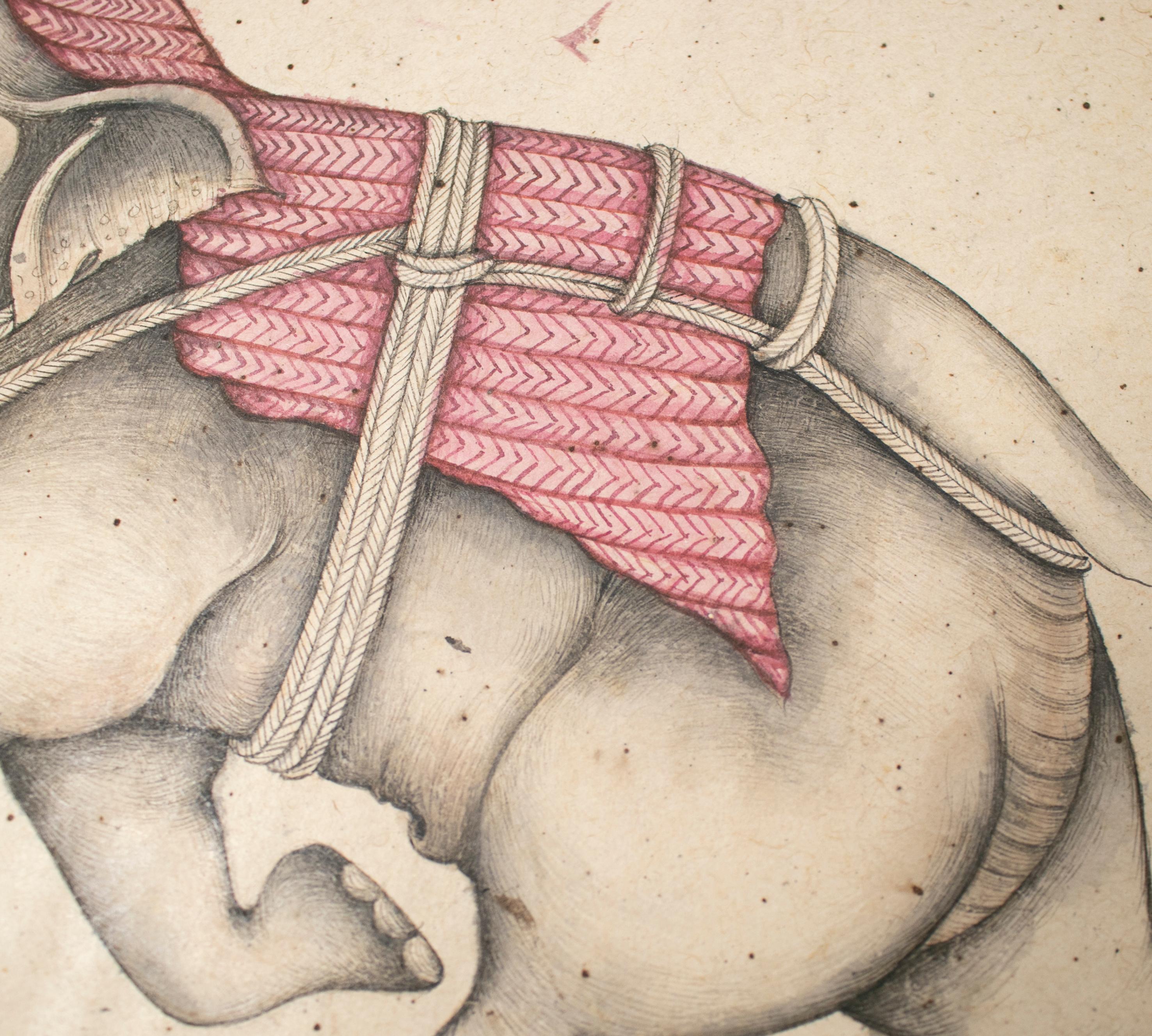 1970s Indian Paper Drawing of an Elephant 1