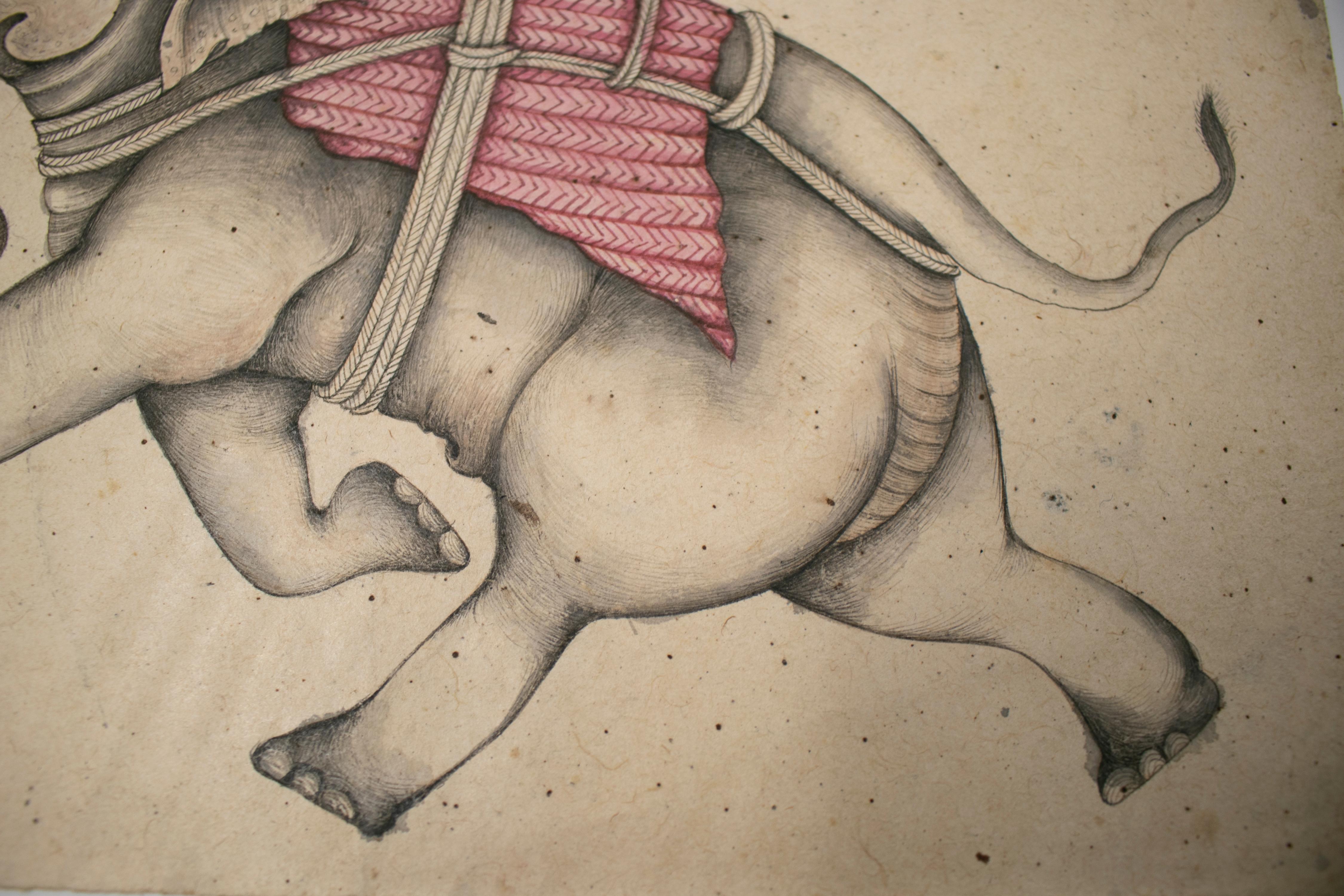 1970s Indian Paper Drawing of an Elephant 2