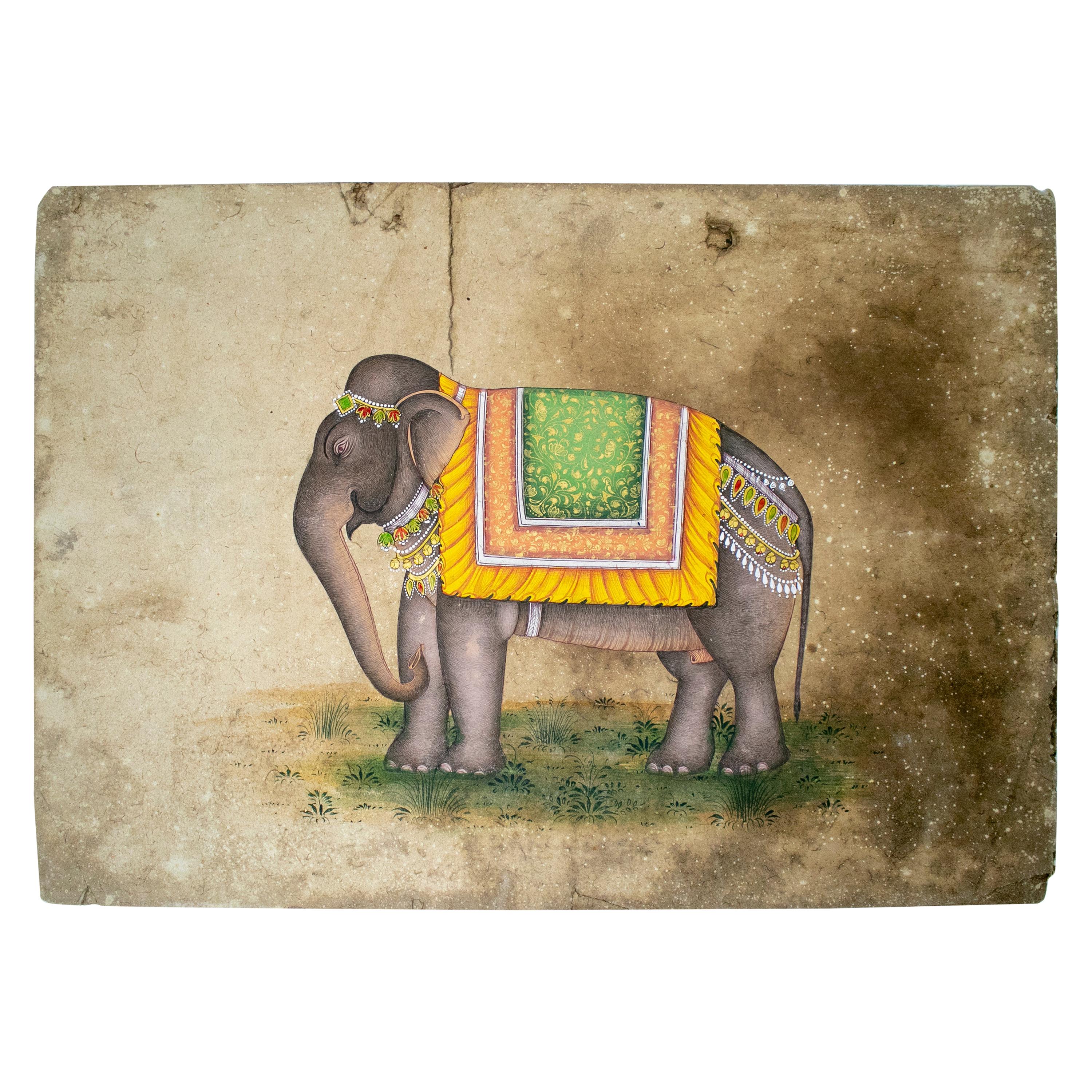 1970s Indian Paper Drawing of an Elephant