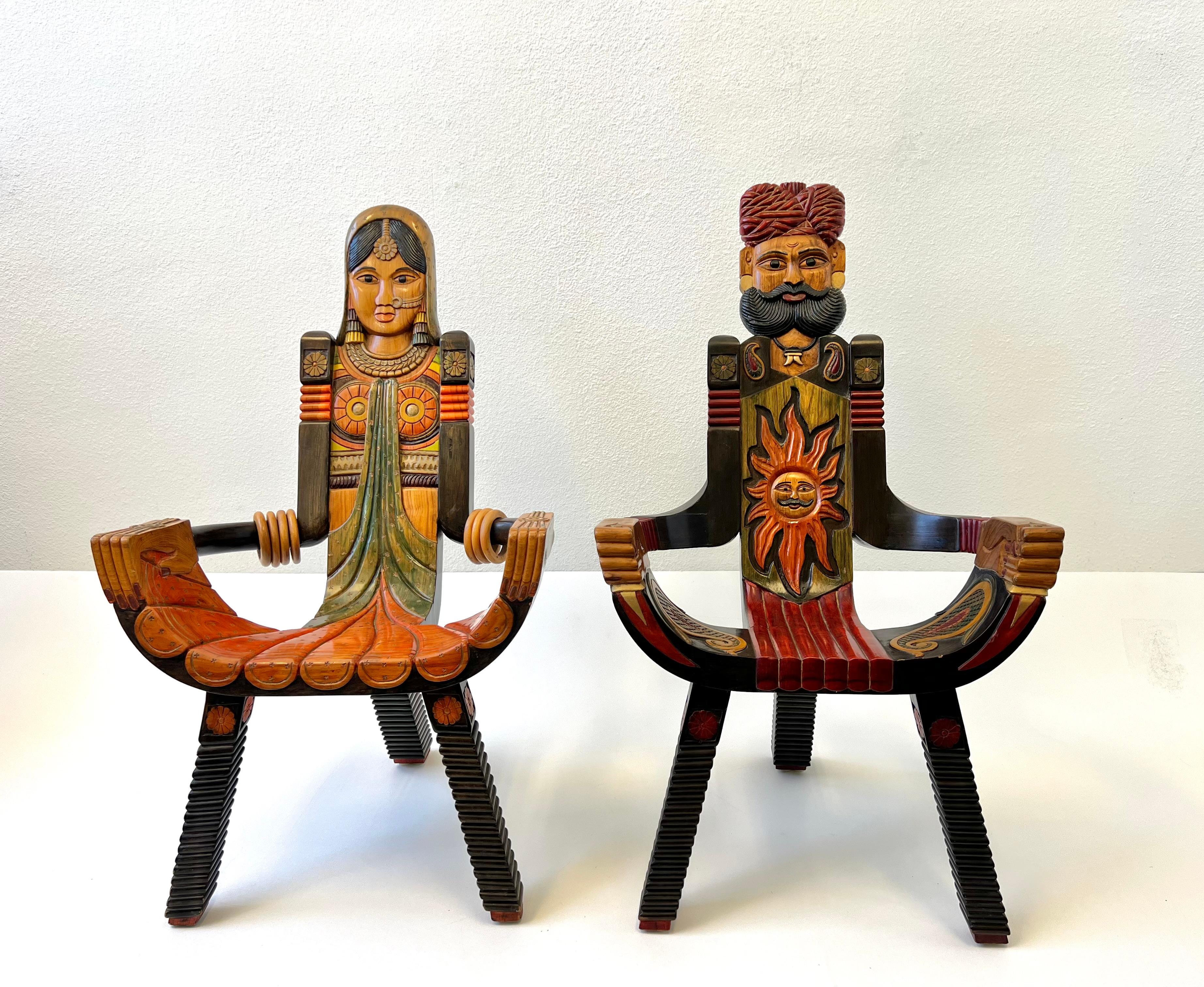 1970’s Indian Tripod Female and Male Chairs For Sale 3