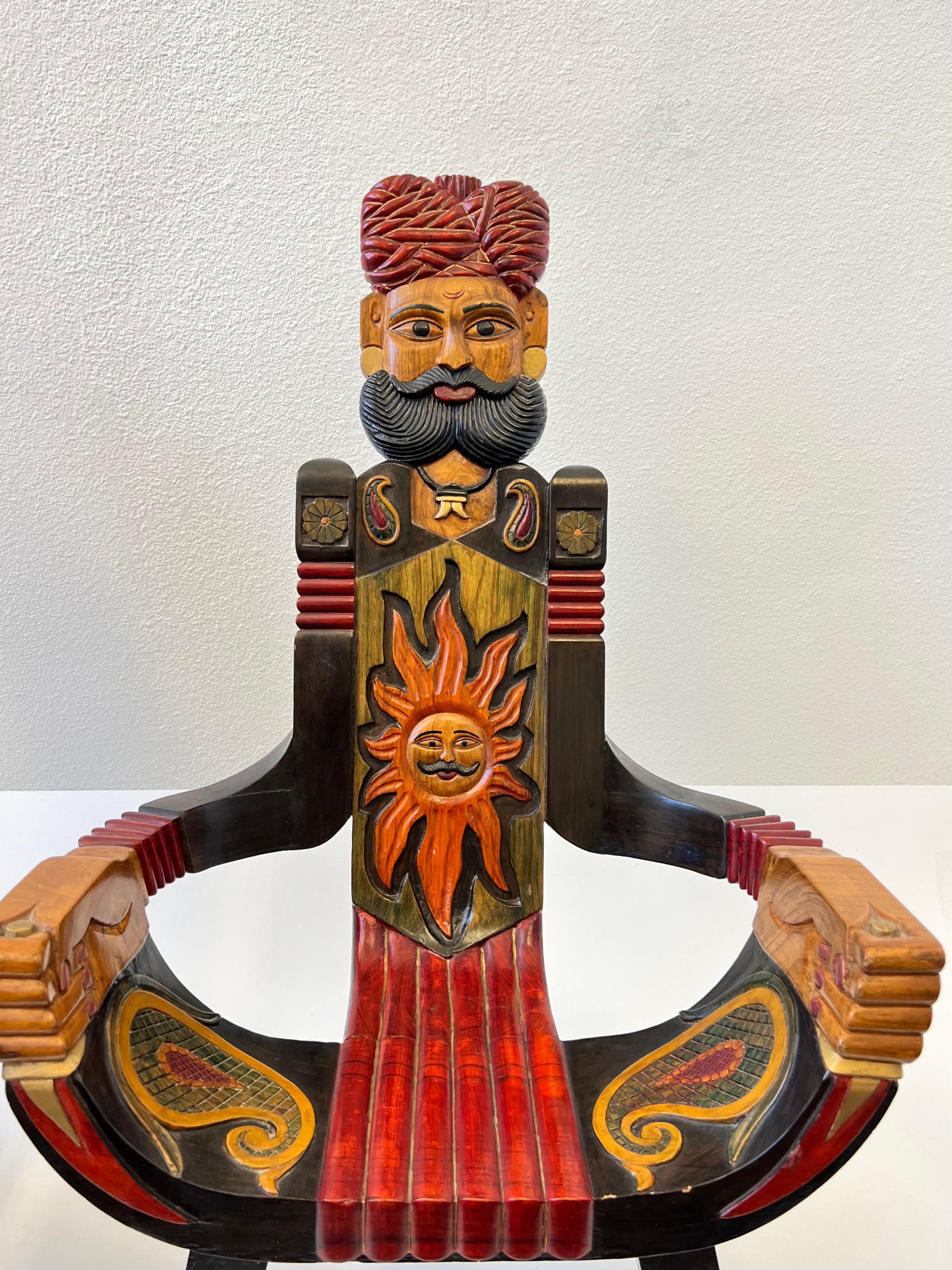 Hand-Carved 1970’s Indian Tripod Female and Male Chairs For Sale