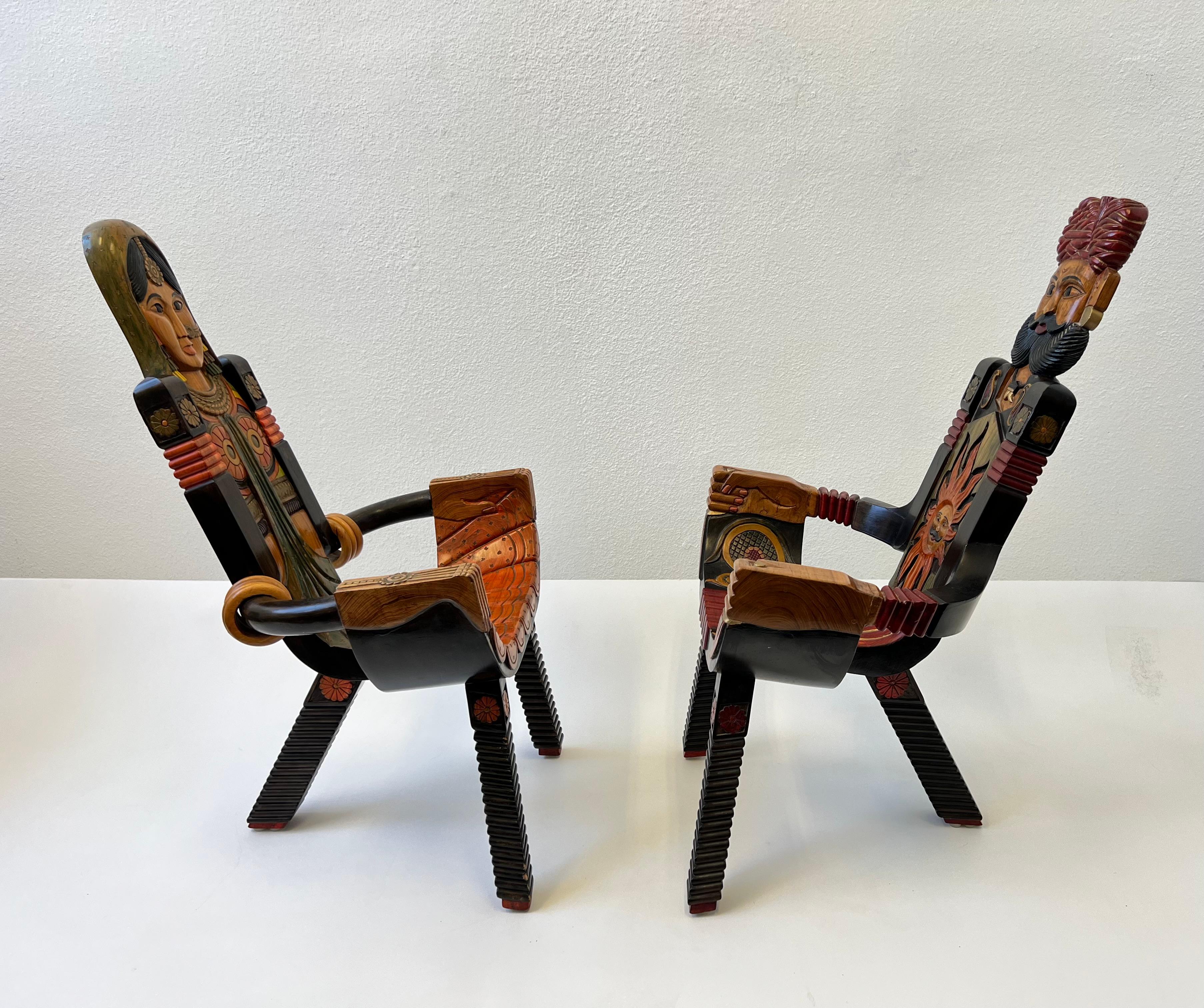 1970’s Indian Tripod Female and Male Chairs  For Sale 1