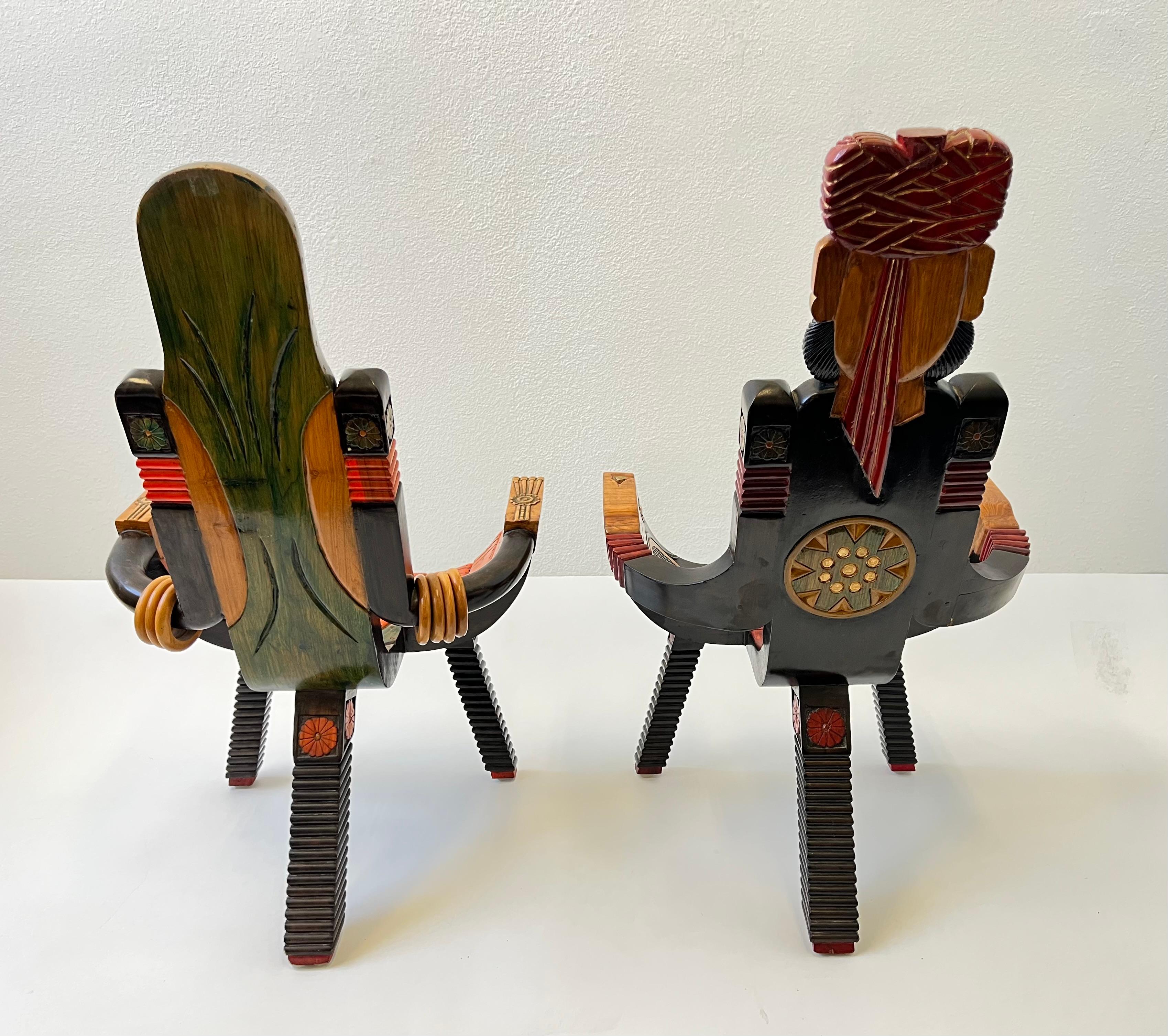 1970’s Indian Tripod Female and Male Chairs  For Sale 2
