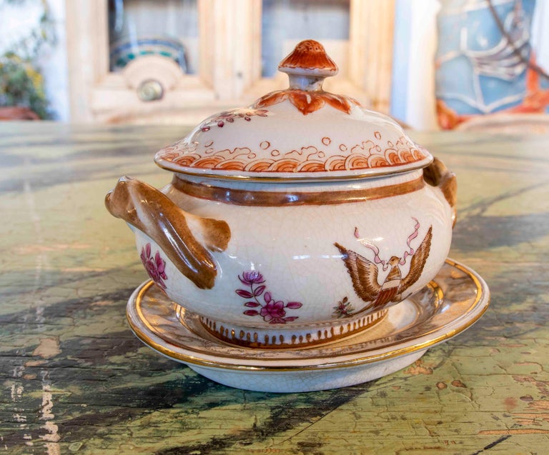 1970s Individual HandPainted Porcelain Tureen with Inscription For