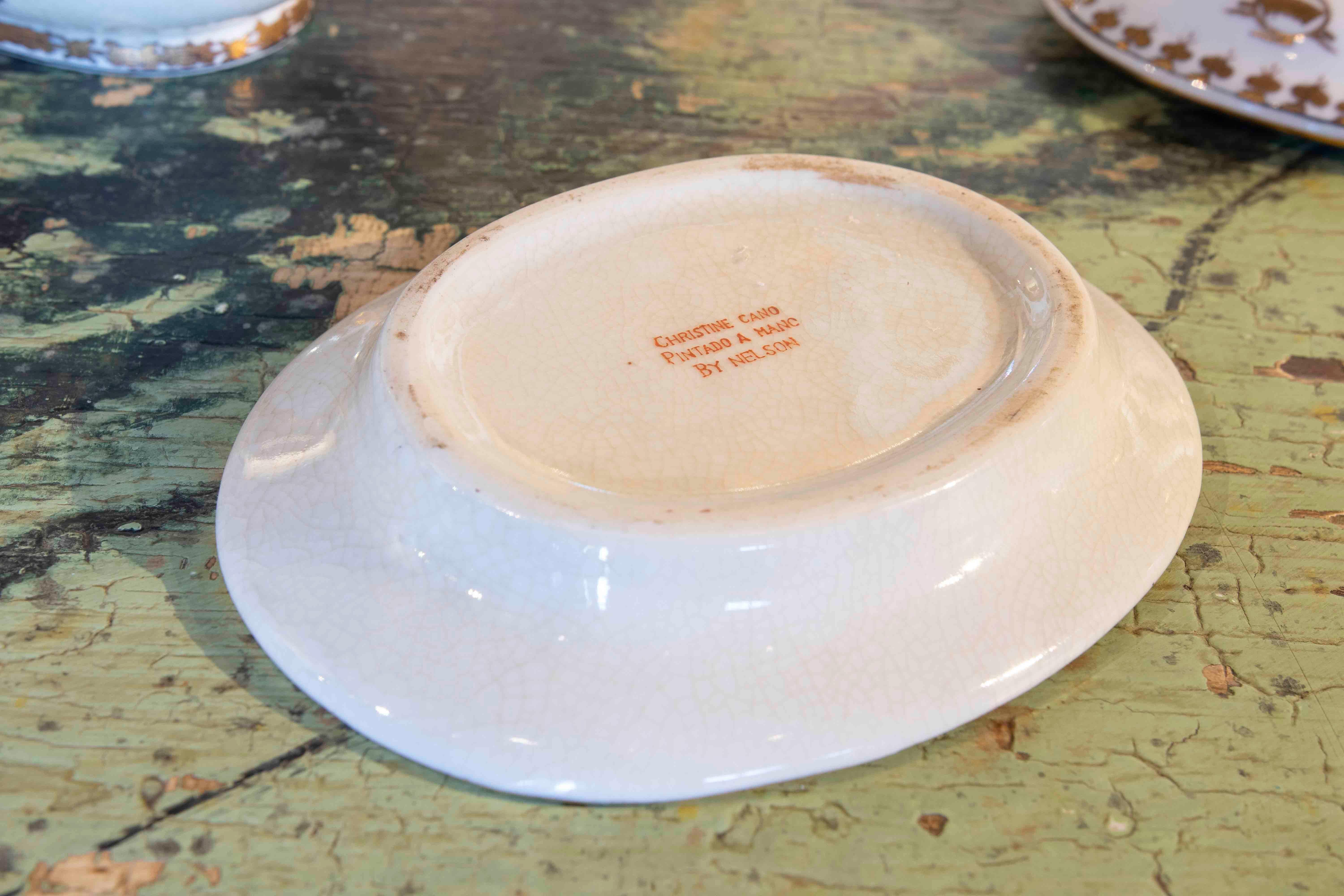 1970s Individual Hand-Painted Porcelain Tureen  with Inscription For Sale 10