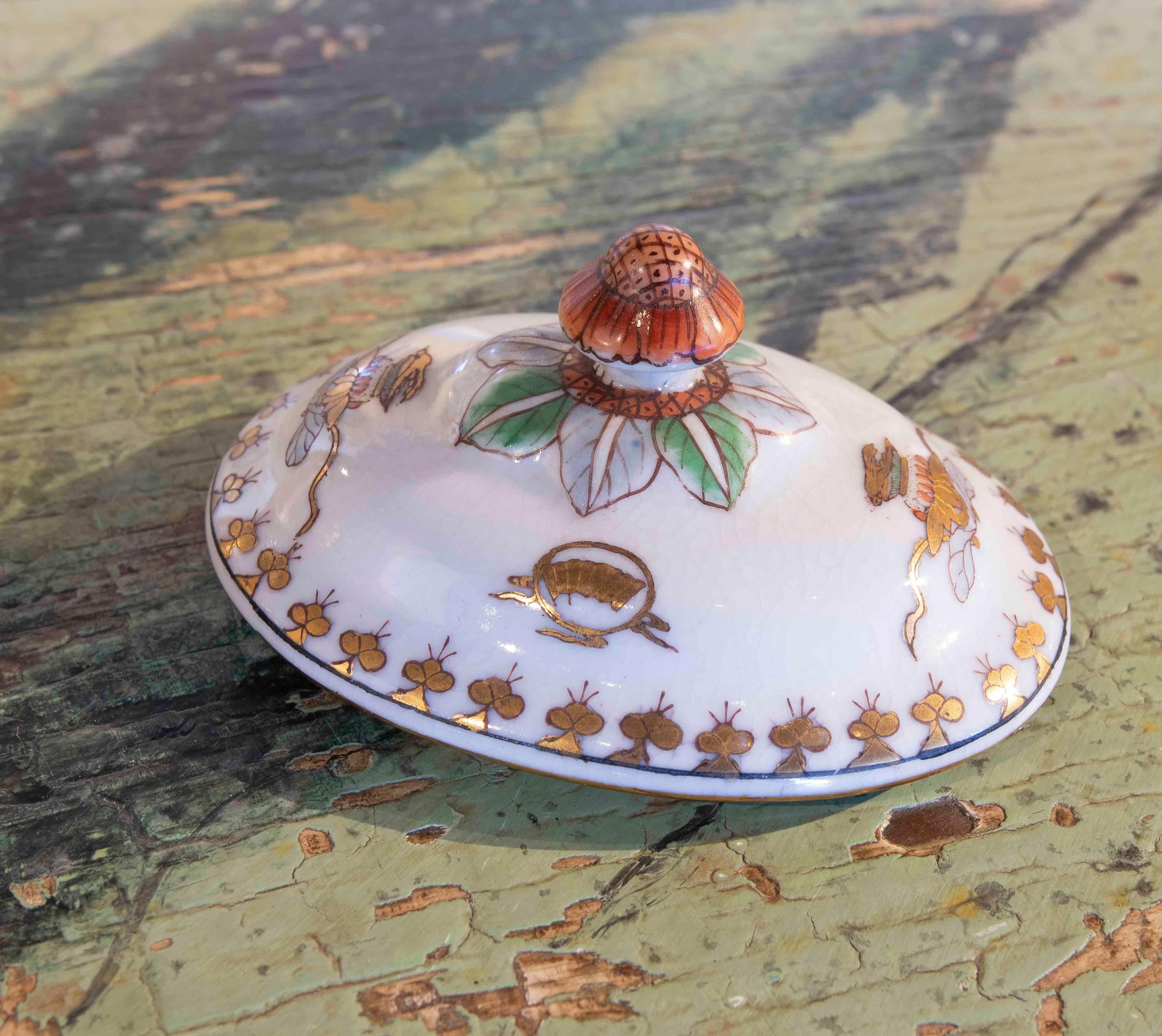 1970s Individual Hand-Painted Porcelain Tureen  with Inscription For Sale 13