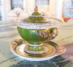 1970s Individual Hand Painted Porcelain Tureen with Inscription