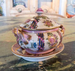 Individuelle handbemalte Porzellan-Terrine aus den 1970er Jahren  mit Aufschrift