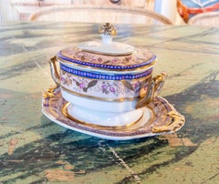 1970s Individual Hand Painted Porcelain Tureen with Inscription