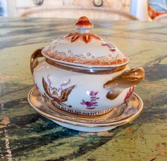 1970s Individual Hand Painted Porcelain Tureen with Inscription