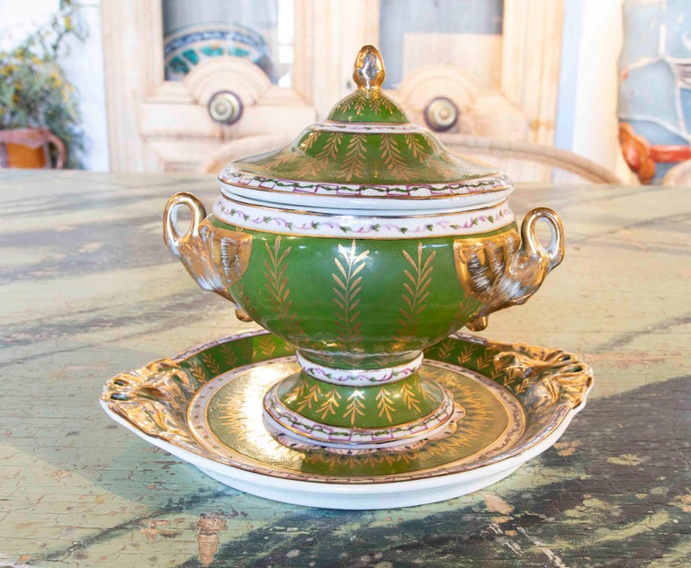 1970s Individual Hand Painted Porcelain Tureen with Inscription