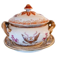 Sopera individual de porcelana pintada a mano de los años 70 con inscripción