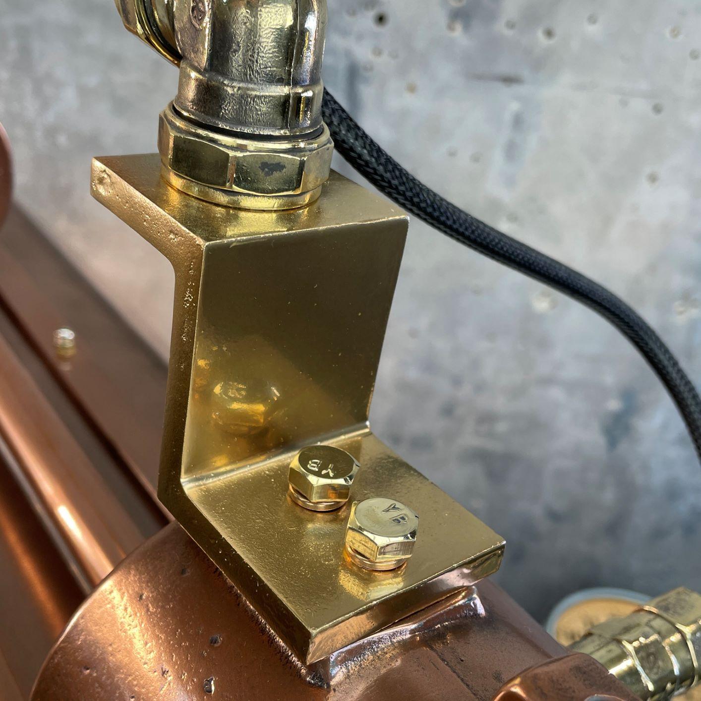 1970s Industrial Copper and Brass Flameproof LED Tube Ceiling Strip Light In Good Condition For Sale In Leicester, Leicestershire