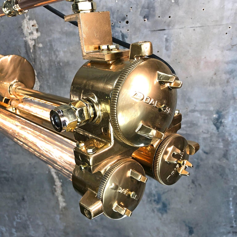 1970s Industrial Gold and Polished Brass and Glass Flameproof Edison ...