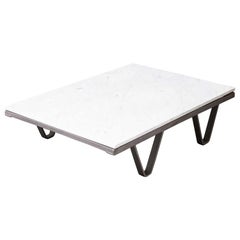 Retro 1970s Industrial Low Occasional, Coffee Table, Marble Top