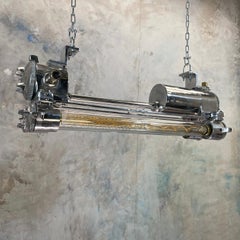 Industrielle Edison-Leuchte aus poliertem Aluminium, Messing und Glas, Flammenfest, 1970er Jahre