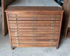 1970s Industrial Wooden Filing Cabinet with Multiple Drawers