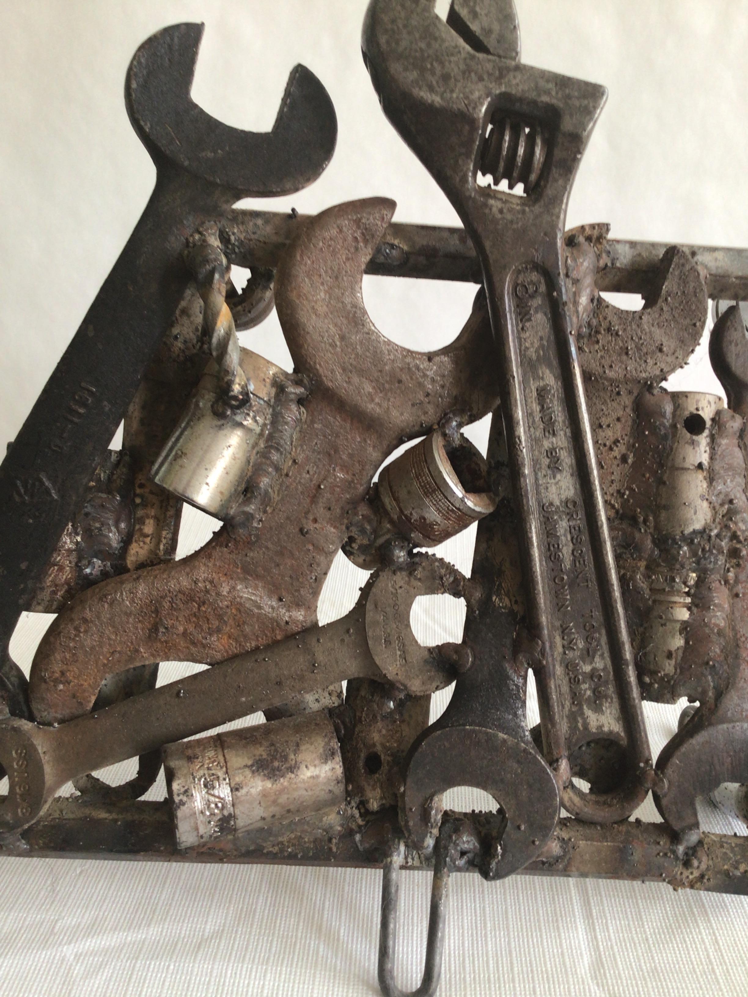 Iron 1970s Industrial Wrench Sculpture For Sale