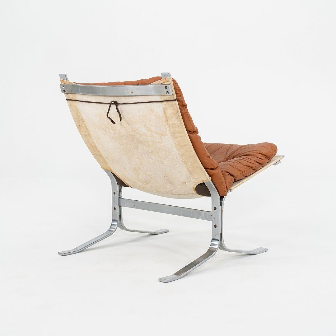 Acier 1970 Ingmar Relling pour Westnofa Chaise longue Siesta en acier et cuir brun en vente