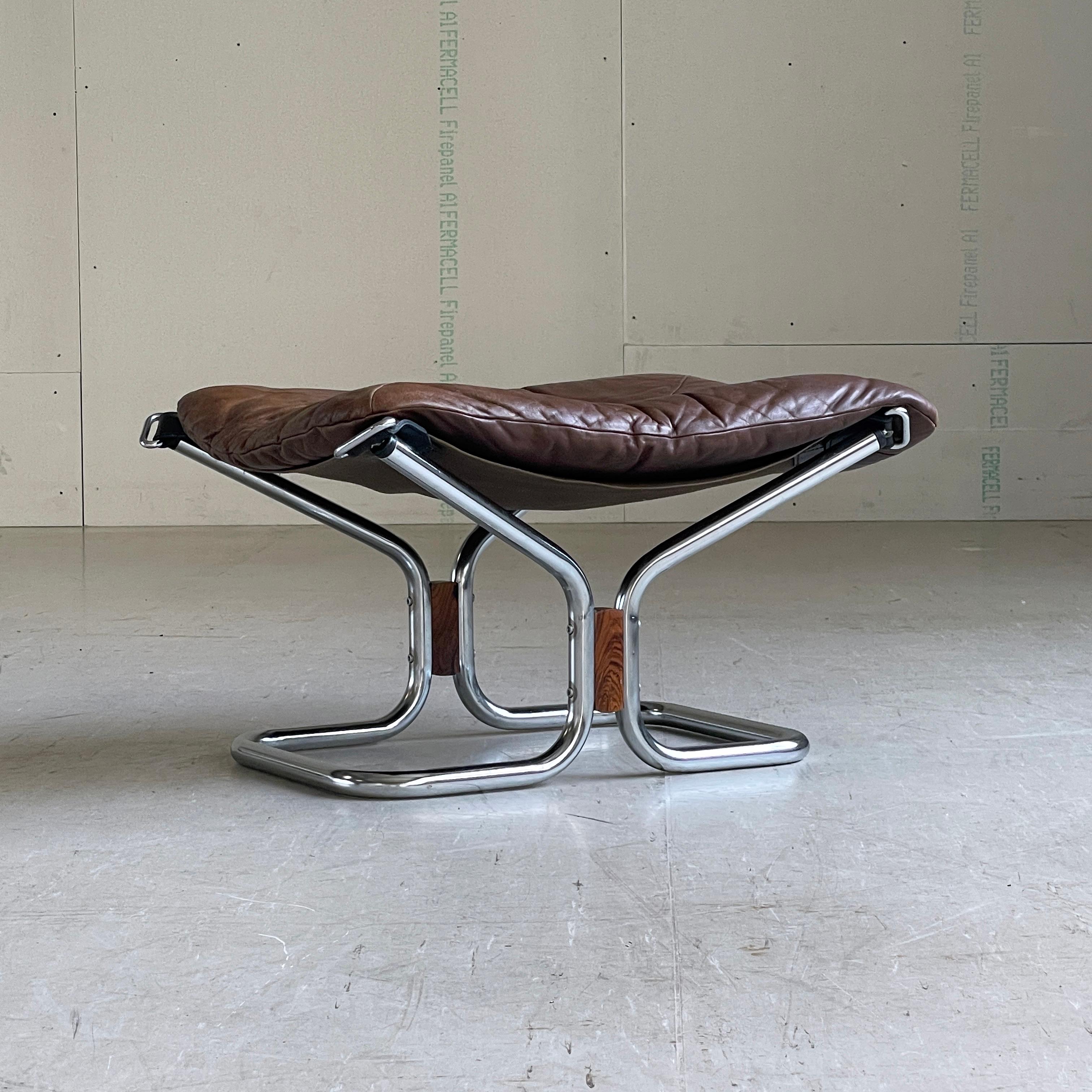 20th Century 1970's Ingmar Relling leather ottoman For Sale