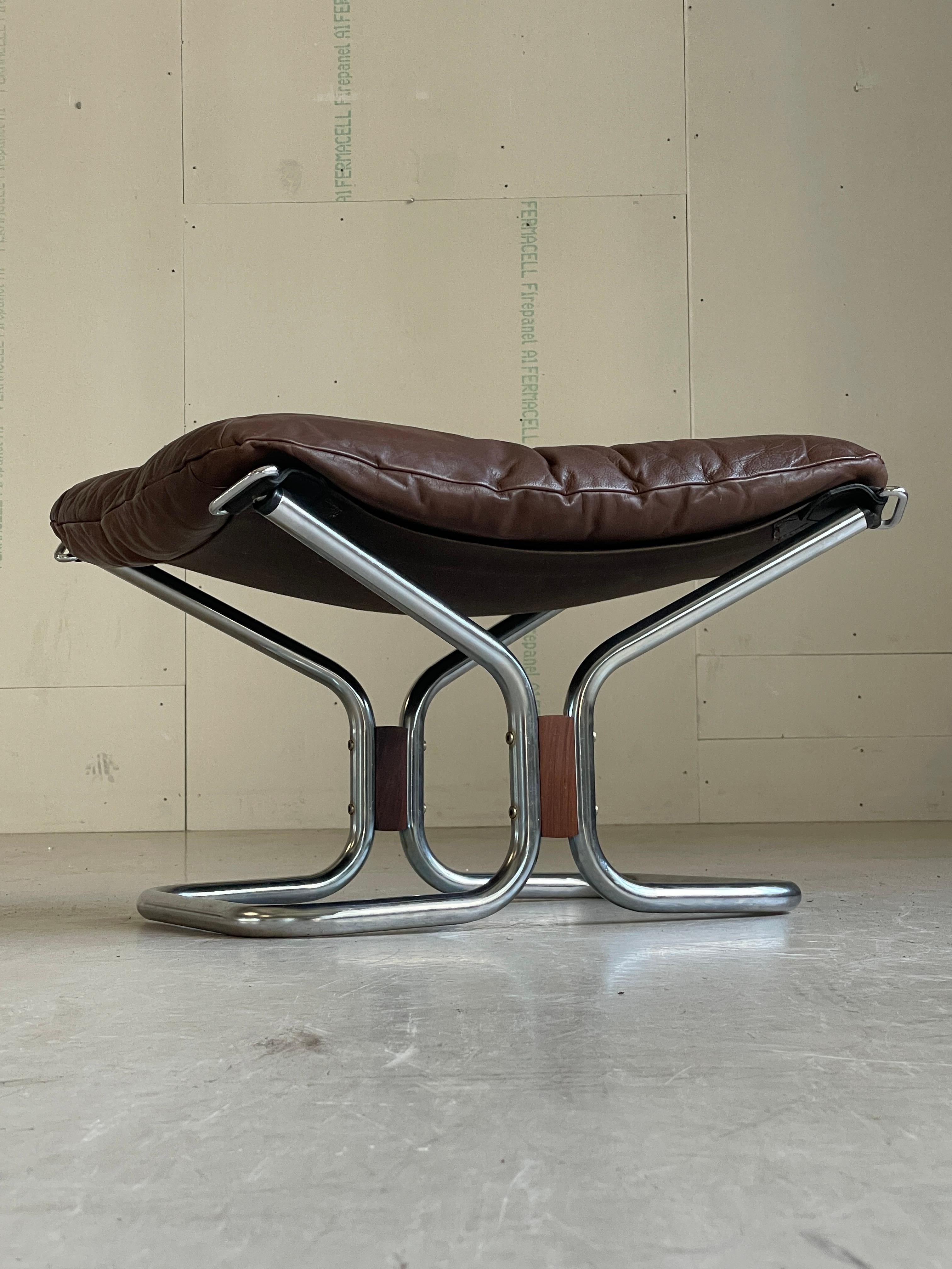 Scandinavian Modern 1970's Ingmar Relling leather ottoman No. 2 For Sale