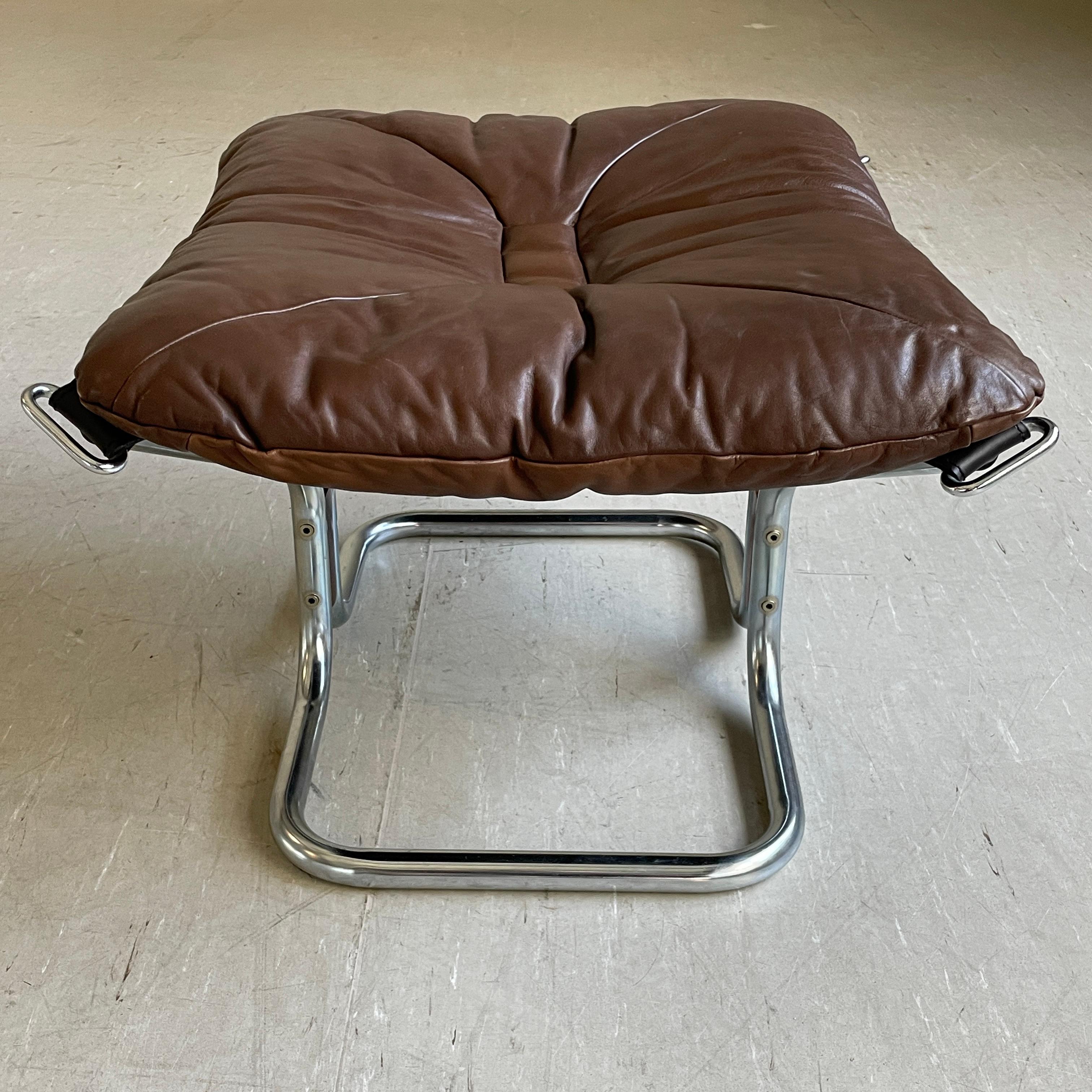 Norwegian 1970's Ingmar Relling leather ottoman No. 2 For Sale